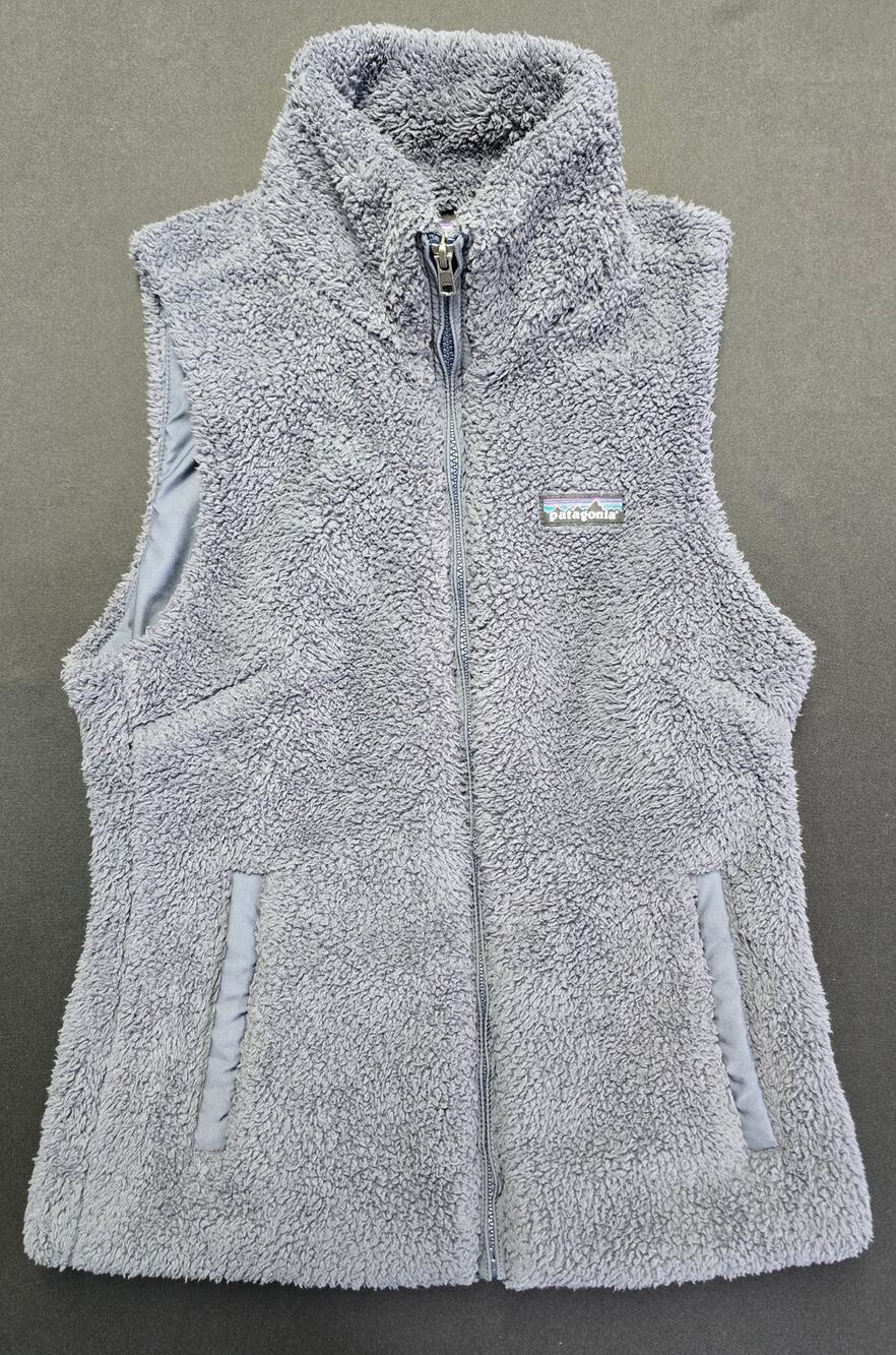 Patagonia Women’s Small Gray Sherpa Fleece Vest Full Zip Pockets Outdoor